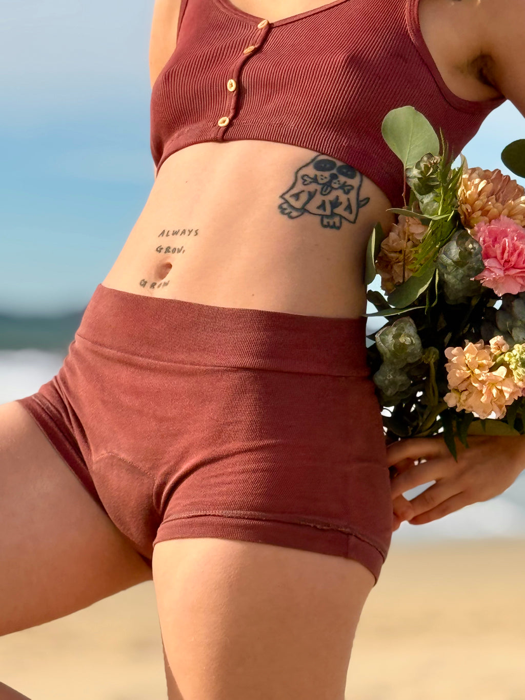 Medicinal Hand-Dyed Organic Cotton Period Underwear ~ Madder