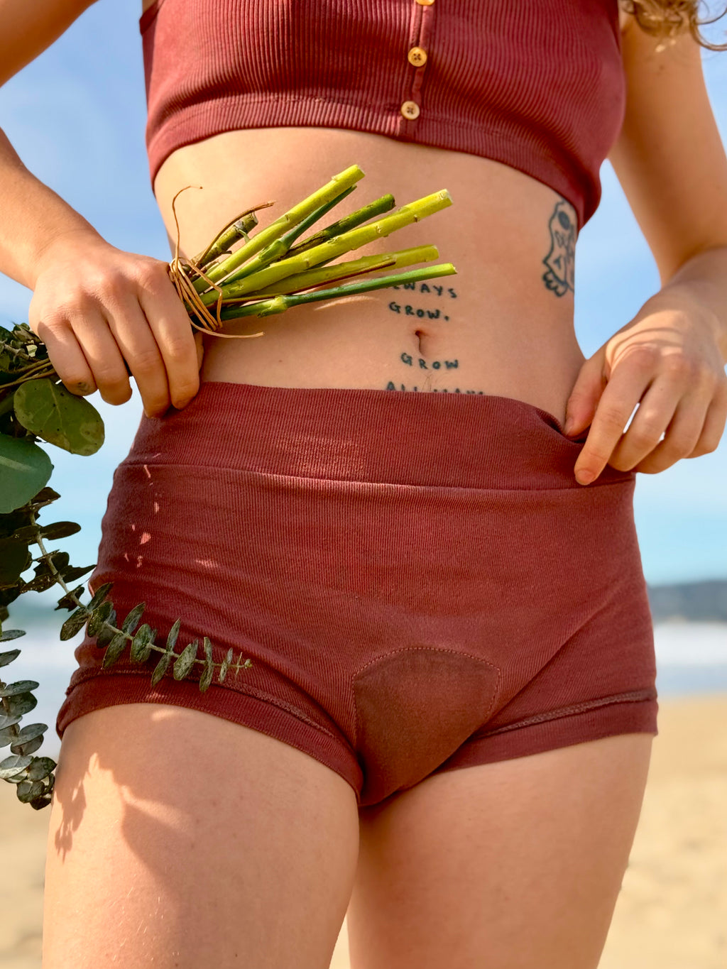 Medicinal Hand-Dyed Organic Cotton Period Underwear ~ Madder