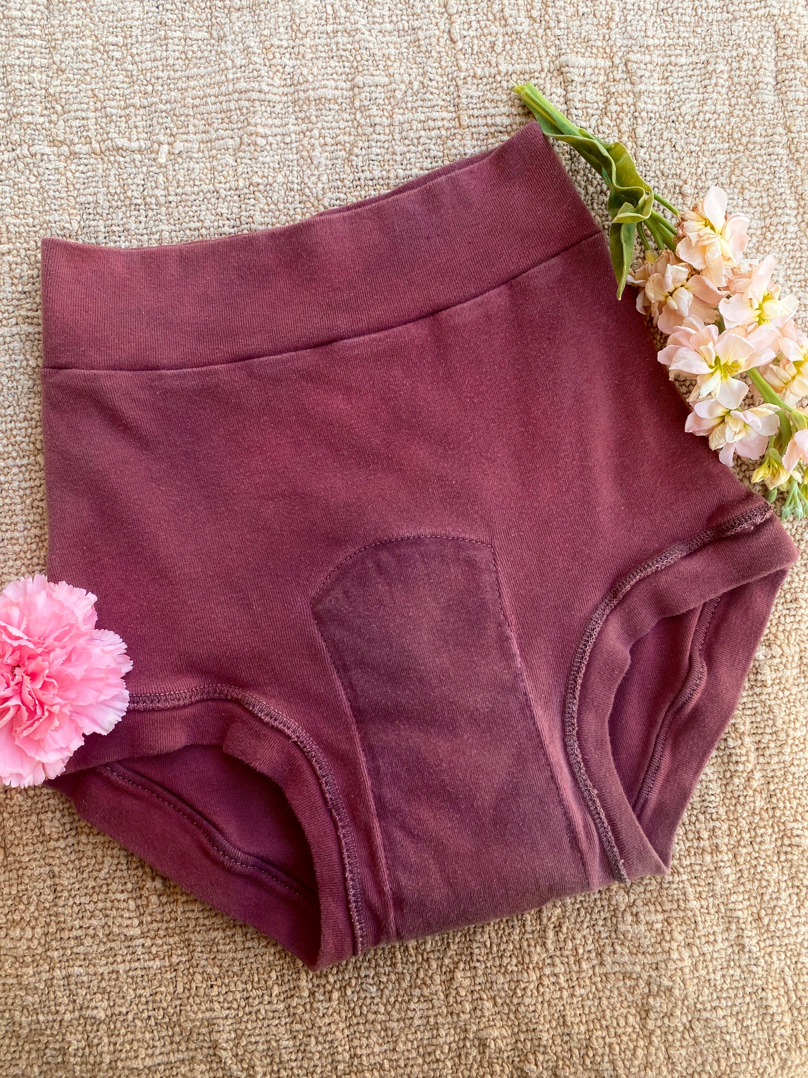 Medicinal Hand-Dyed Organic Cotton Period Underwear ~ Madder